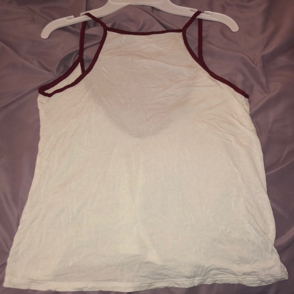 Tank top from Charlotte Russe, white with a maroon trim.